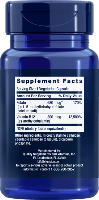 Life Extension - BioActive Folate & Vitamin B12 (metyleringsstøtte) (90 kapsler)