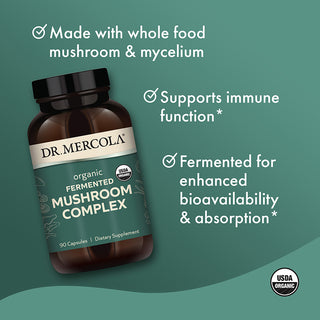 Dr. Mercola - Økologisk Fermented Mushroom Complex (90 kapsler)