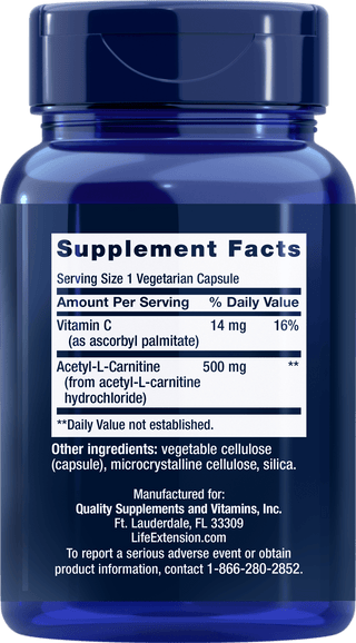 Life Extension - Acetyl-L-Carnitine 500 mg (100 kapsler)