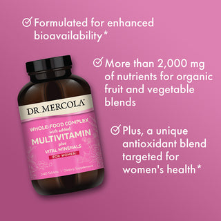 Dr. Mercola - Whole-Food Multivitamin kompleks med mineraler for kvinner (240 tabletter)