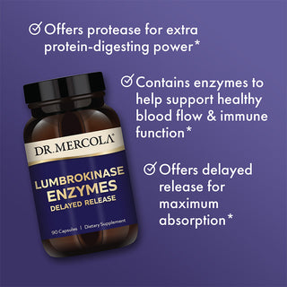 Dr. Mercola - Lumbrokinase Enzymer (90 eller 30 kapsler)