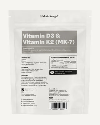 Youth & Earth - Vitamin D3 (4000 IU) + K2 (200 mcg) x 90 Softgels