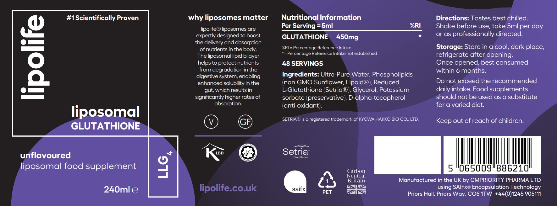 glutathione norsk Rho Liposomal Liposomal Glutathione - 240 ml