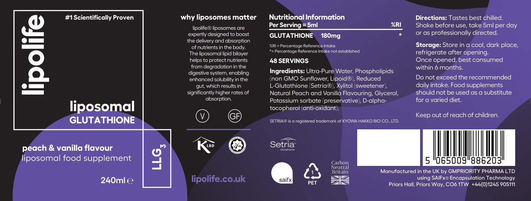 glutathione norsk GAIA HERBS PRO 500 - Antioxidant Supplement Supports Cellular Health* - Supplement with Glutathione for Men & Women - Vegan, Gluten-Free, Soy-Free Lipolife - Liposomal Glutathione med