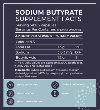 BodyBio - Sodium Butyrate (Butyrat for tarmhelse) kapsler